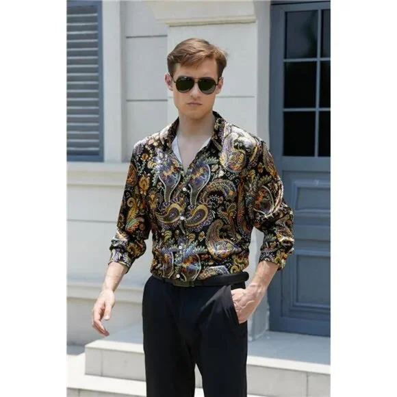 NEW Shiny Silky Satin Shirt for Men Stretchable - Picture 4 of 7